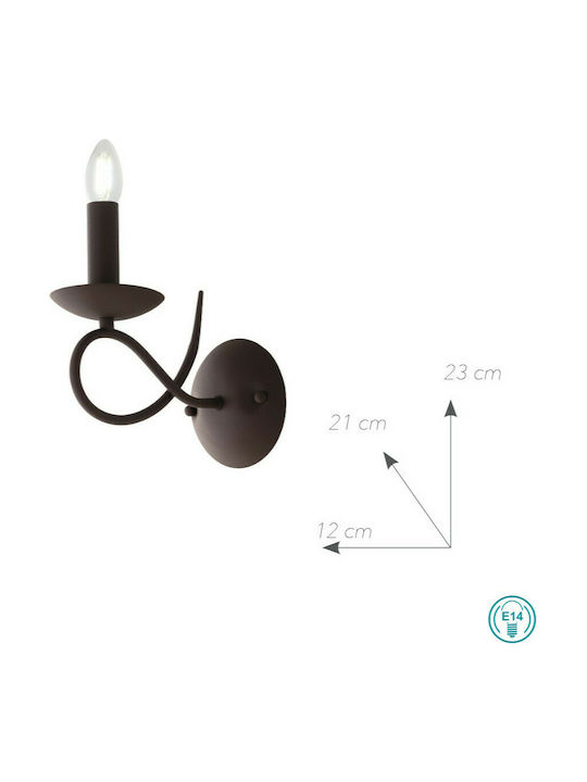 Fan Europe Ginevra-AP Vintage Lamp Wall with Socket E14 Brown 12x12cm