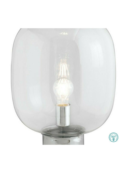 Fan Europe Fellini-L30 Glass Table Lamp for Socket E27 with Transparent Shade and Silver Base