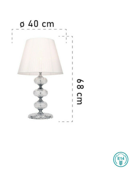 Fan Europe Incanto-LG1 Κρυστάλλινο Vintage Πορτατίφ για Ντουί E14 με Λευκό Καπέλο και Διάφανη Βάση