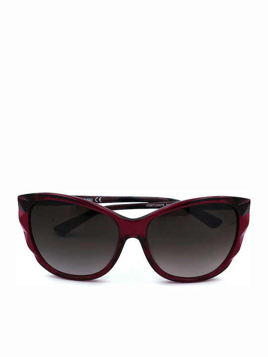 Swarovski Women's Sunglasses with Burgundy Plastic Frame and Black Gradient Lens SW117 69F