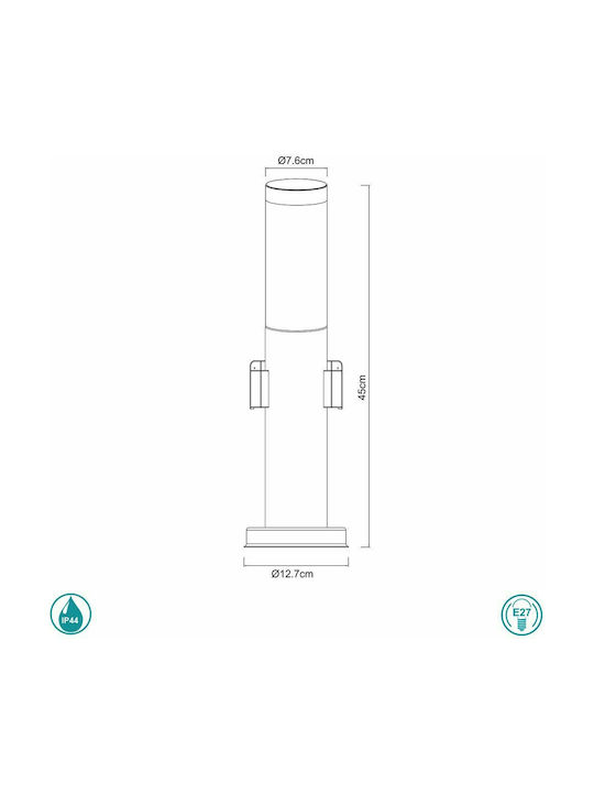Globo Lighting Boston Lampă Post Mic Pentru Exterior 60W IP44 Pentru Bază De Bec E27 Argintie