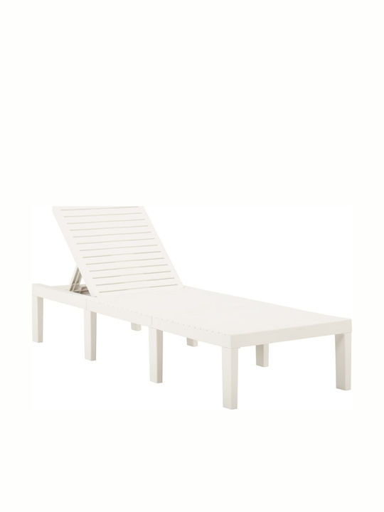Șezlong Plastic Cu Pernă Albă 195x65x32cm