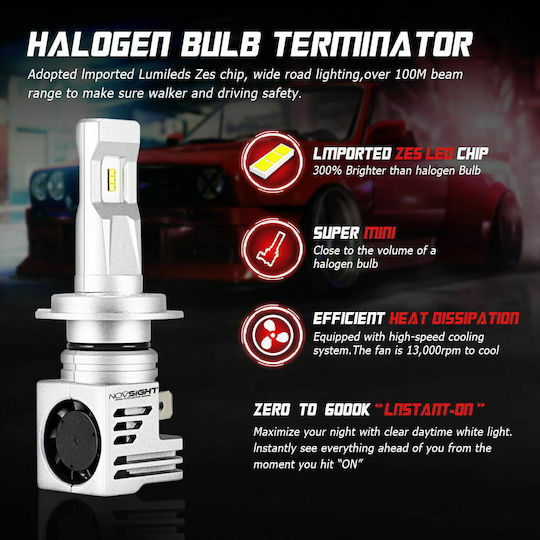 NovSight Lamps Car H7 LED 6000K Cold White 32V 60W 2pcs