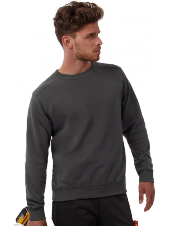 B&C WUC20 Hero Pro Long Sleeve Work Sweatshirt Gray