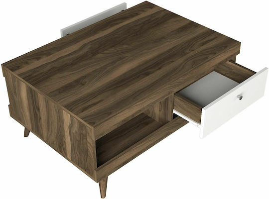 ArteLibre Rechteckiger Zentraler Kaffeetisch Hios Holz mit Schubladen Braune M100xB65xH47cm