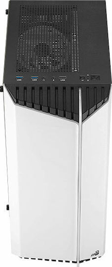 Aerocool Bionic V2 Gaming Midi Tower Κουτί Υπολογιστή με Πλαϊνό Παράθυρο και RGB Φωτισμό Λευκό