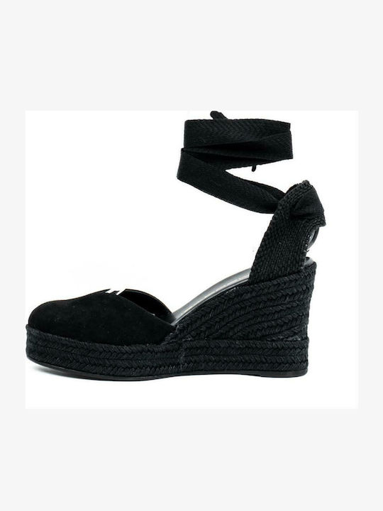 Women's Suede Platform Espadrilles Black