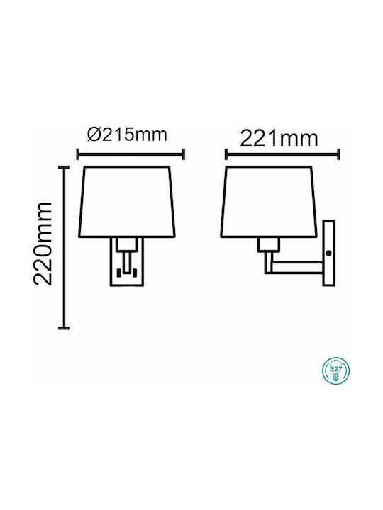 Faro Barcelona Artis Modern Lamp Wall with Socket E27 Beige 21.5x25cm