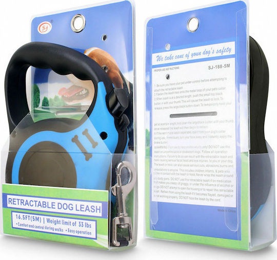 Klappbar Hundeleine/Führleine Riemen TMV-0046 mit Stop in Blau Farbe 5m bis zu 15kg