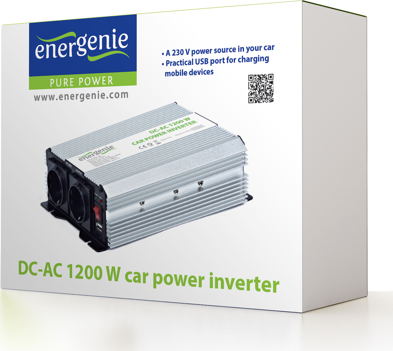 Energenie Car Inverter 1200W to Converter 12V DC in 230V AC EGPWC035
