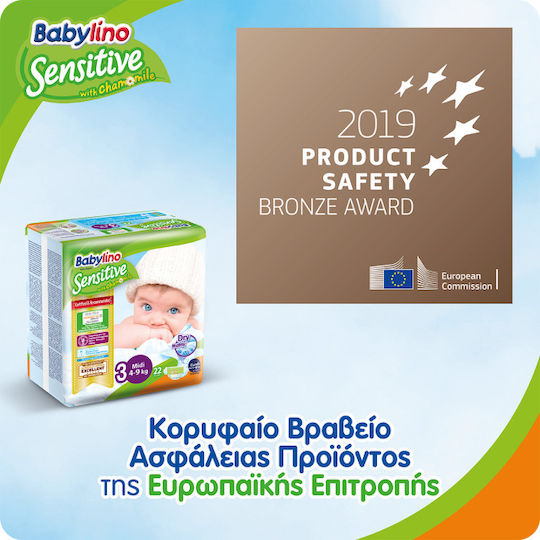 Babylino Scutece Cu Bandă Adezivă Sensitive Nr. 3 Pentru 4-9kg 168 Bucăți