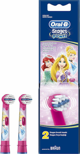Oral-B Replacement Heads for Electric Toothbrush Stages Power 2 Pieces for 3+ Years Princesses