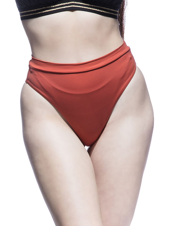 Bikini Slip Talie Înaltă Burgundy