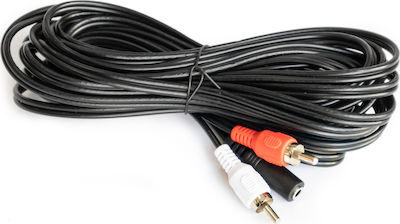 Powertech 3.5mm female - RCA male Cable Black 5m (CAB-R017)