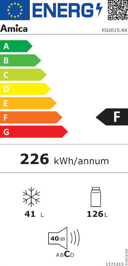 Amica Ψυγείο Δίπορτο 167lt Υ122xΠ54xΒ57εκ. Inox FD2015.4X