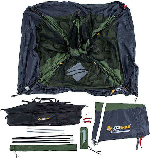 OZtrail Fast Frame 6 Automatic Camping Tent Cabin Green with Double Cloth 3 Seasons for 6 People 300x280x195cm