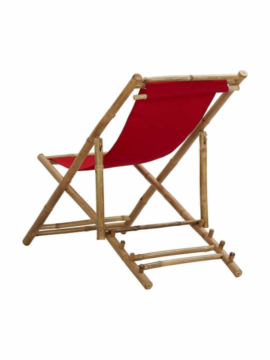 Deckchairs Bamboo with Red Fabric 108x60x62cm
