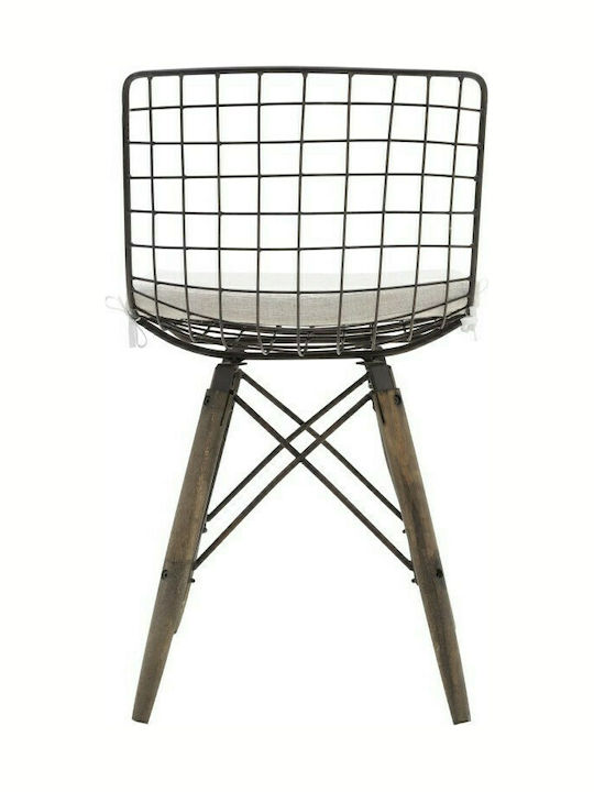 Outdoor Chair Metallic Rusty Silver with Cushion 42x50x77cm