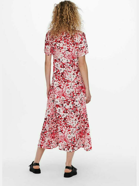 Only Sommer Midi Kleid Red Floral