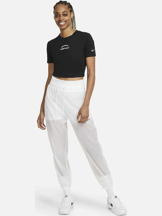 Women's Athletic Crop Top Short Sleeve Black
