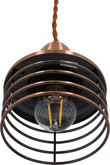 GloboStar Manhattan Κρεμαστό Φωτιστικό Χάλκινο με Ντουί E27 11x11x14εκ.