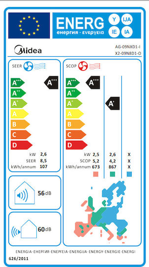 Midea Xtreme Save Aparat De Aer Condiționat Inverter 9000 BTU A+++/A+ Cu WiFi Și Tehnologie UVC