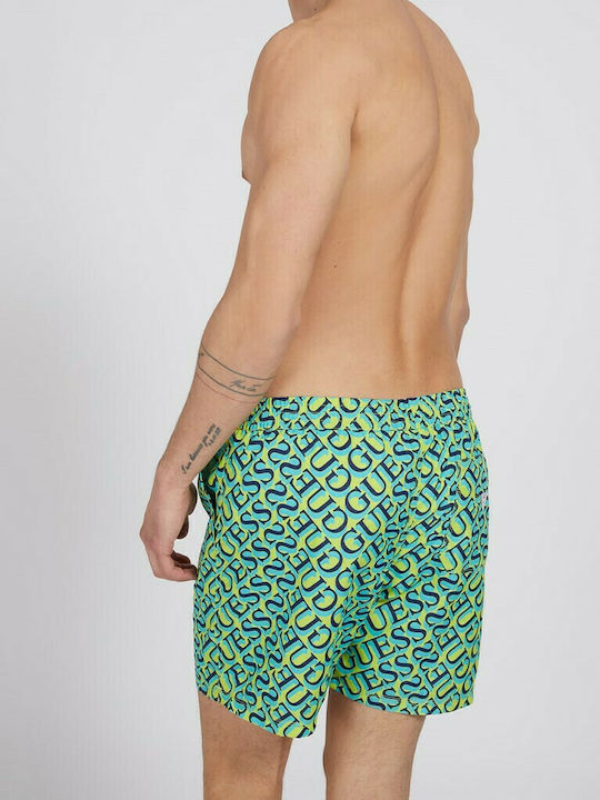 Guess Men's Swimwear Shorts Green with Patterns