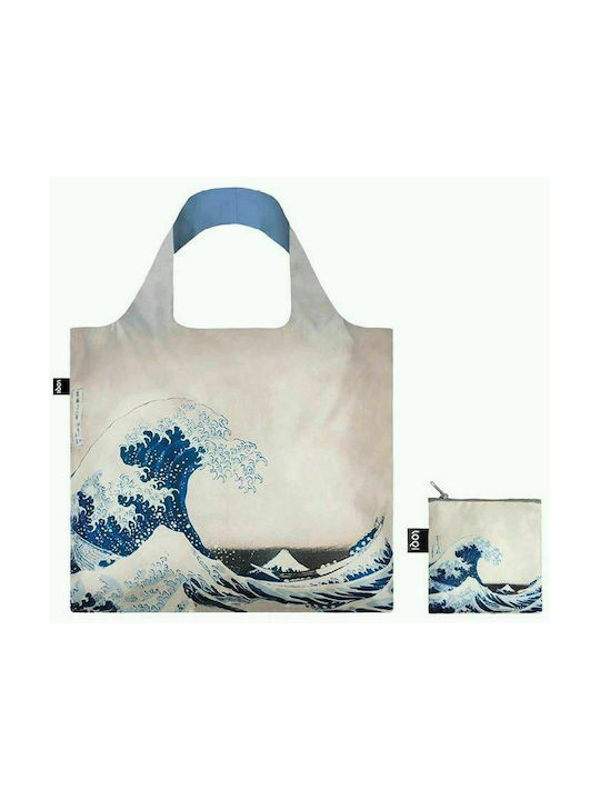 Loqi Hokusai Fabric Shopping Bag White