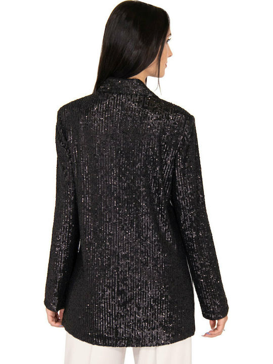 Guess Long Women's Blazer Black with Sequins