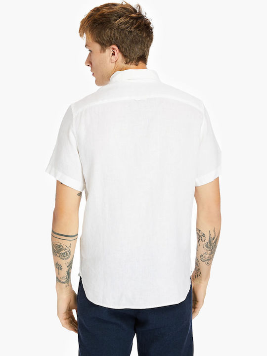 Mill River Short-sleeved Linen Shirt White