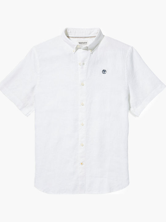 Mill River Short-sleeved Linen Shirt White