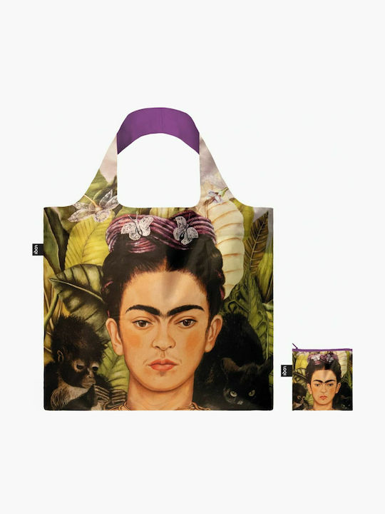 Loqi Frida Kahlo - Self Portrait with Hummingbird Fabric Shopping Bag