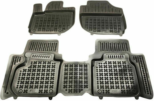 Rezaw Plast Set of Front and Rear Mats 3pcs Tray Type for Honda HR-V 2015-2021 Black