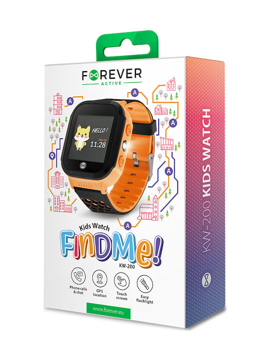 Forever Find Me Kinder Digitaluhr mit GPS und Kautschuk/Plastik Armband Orange