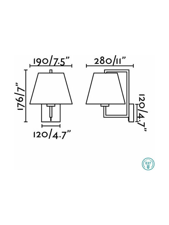 Faro Barcelona Modern Lamp Wall with Socket E27 and Switch White 19x17.6cm