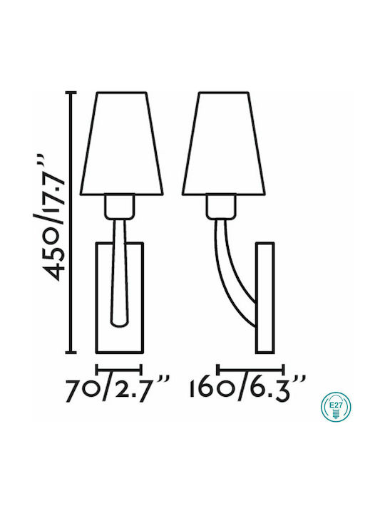 Faro Barcelona Lamp Wall Gold 7x21cm Faro Barcelona Lamp Wall Gold 7x21cm