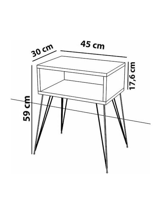 Nachttisch Naida Natural Black 45x30x59cm