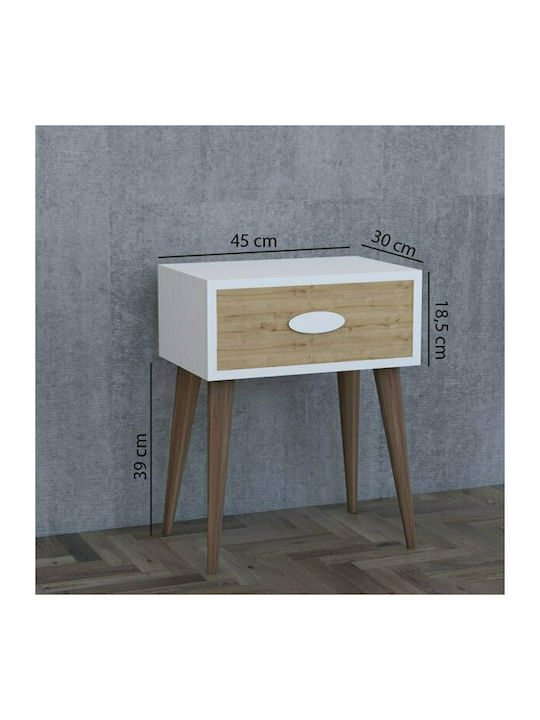 Bedside Table Laber Wooden Walnut White Sonoma 45x30x57.5cm