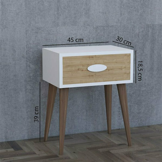 Bedside Table Laber Wooden Walnut White Sonoma 45x30x57.5cm