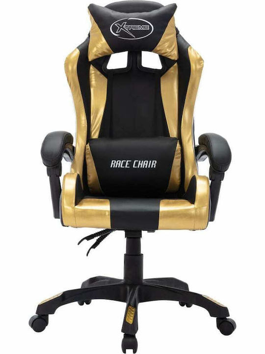 vidaXL 287998 Scaun Gaming Din piele ecologică cu Brațe Reglabile și Iluminare RGB Auriu/negru