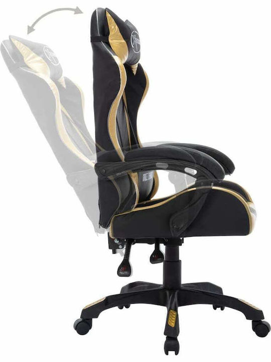 vidaXL 287998 Scaun Gaming Din piele ecologică cu Brațe Reglabile și Iluminare RGB Auriu/negru