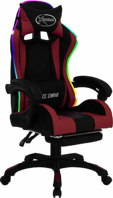 vidaXL 288013 Gaming Chair with RGB Lighting and Footrest Wine Red/Black