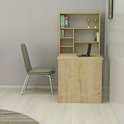 Wooden Ravin Home Office Desk with Bookshelf Sonoma Τοίχου Ανοιγόμενο L63xW90xH154cm