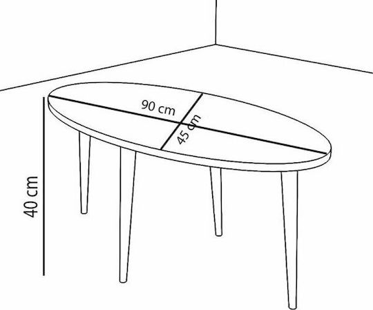 Masa De Cafea Centrală Ovală Barton Din Lemn Alb - Maro L91xL45xÎ40cm