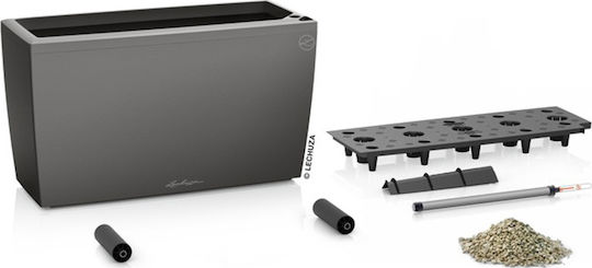 Lechuza Cararo Charcoal Metallic Self-watering Planter Box Plastic Gray 75x30x42.5cm.