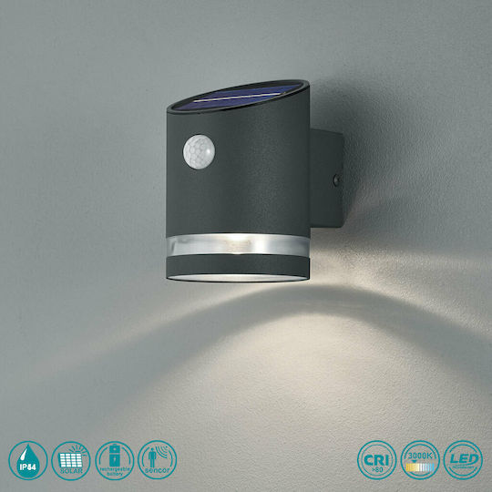 Trio Lighting Salta Wall Mounted Solar Light 3W 165lm Warm White 3000K with Photocell IP44 9cmx13cmcm
