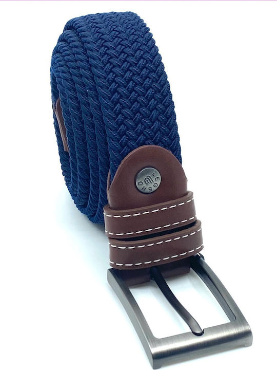 Elastic Men's Fabric Knitted Blue Tan Belt