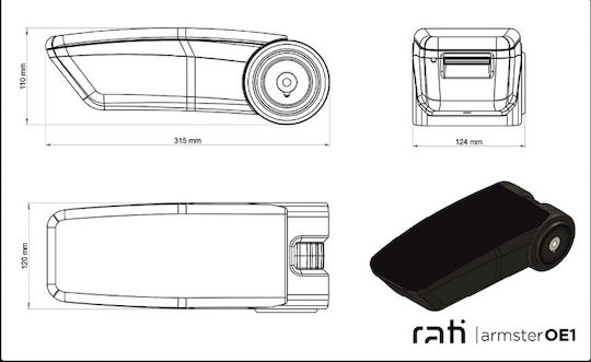 Rati Armster OE1 Car Armrest for Renault Clio 2019 Captur with USB Black