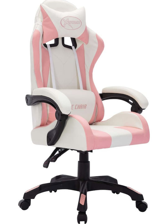 vidaXL 288004 Καρέκλα Gaming Δερματίνης με RGB Φωτισμό Pink/White