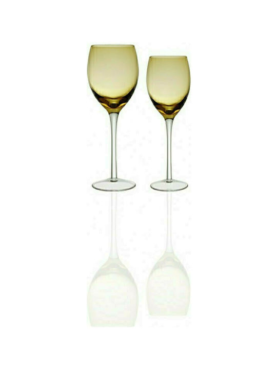 Cryspo Trio Amber Set Gläser für Weißwein aus Glas Irid Mit Stiel 270ml 6Stück